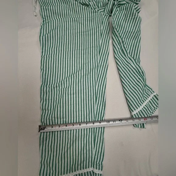Rachel Ashwell Green Striped Cotton Pajama Set with Lace Trim -Women's Sleepwear - Picture 16 of 16